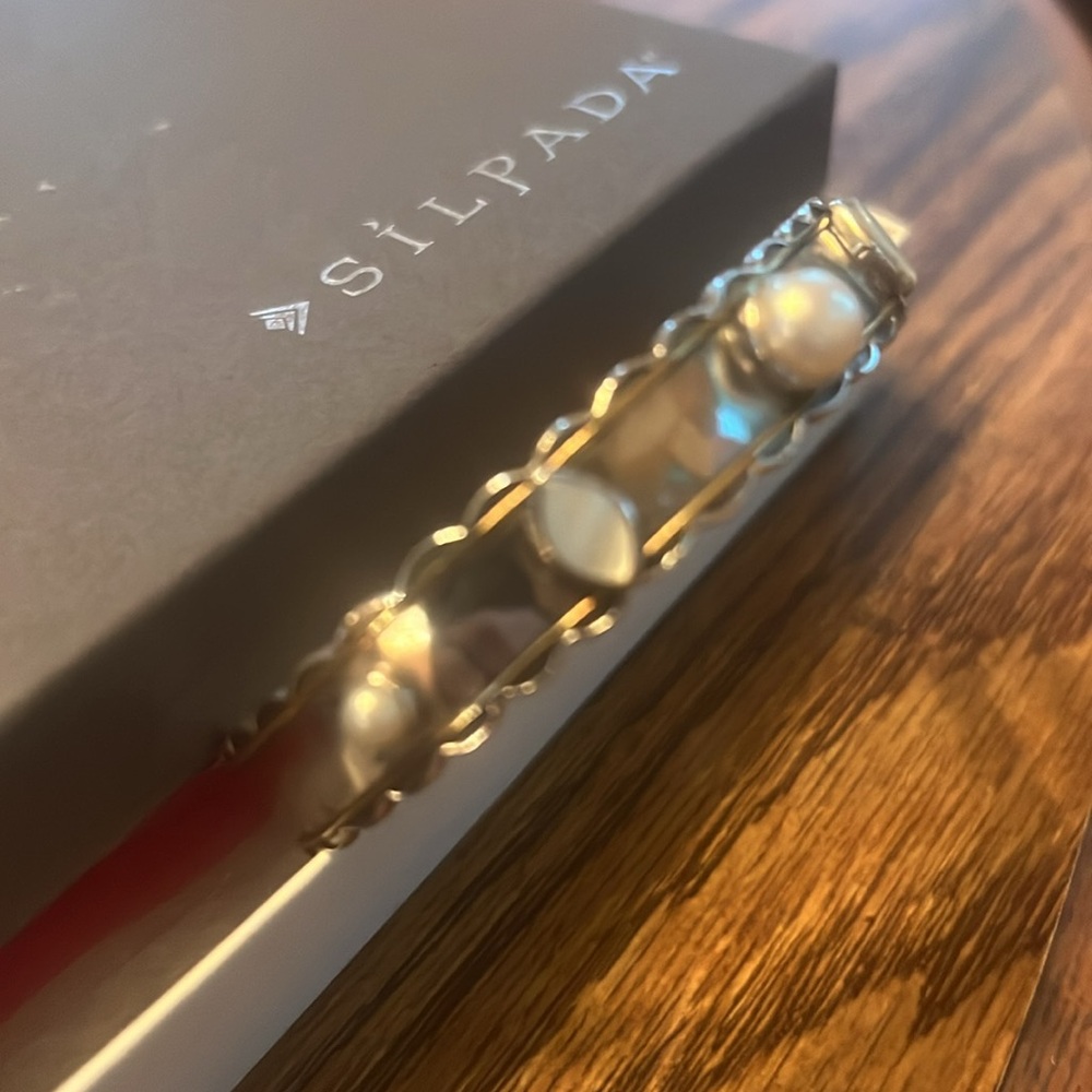 Silpada Silver Bracelet with White Accents - Picture 2 of 6